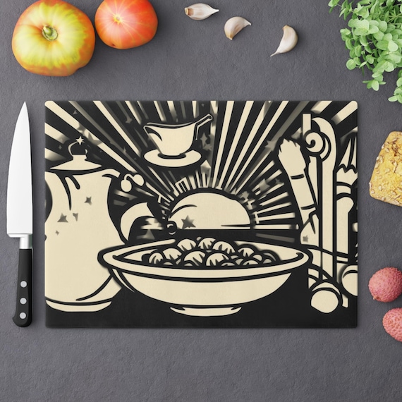 Retro Cutting Board, Vintage breakfast still life| retro kitchen decor, farmhouse vibe