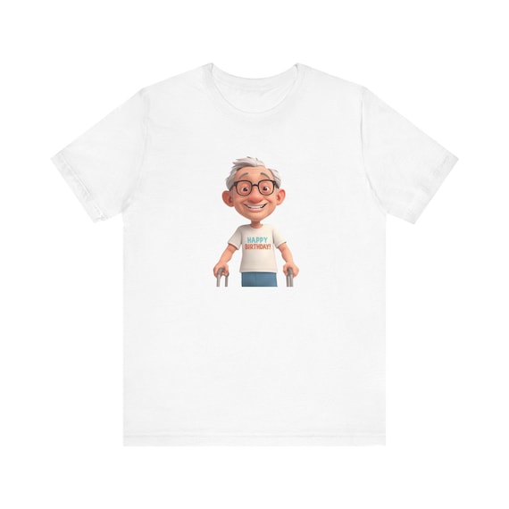 Happy Grandad Cartoon Grandpa T-Shirt | Elderly Character Tee