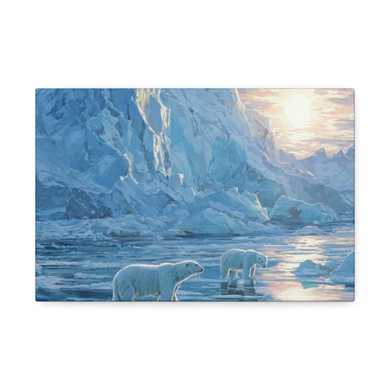 Polar Bear Canvas Print, Arctic Wildlife Art| Animal Lovers Gift