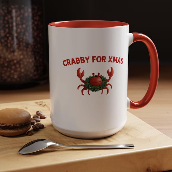 Crabby For Xmas Funny Mug | Accent Coffee Mug, 11oz or 15oz