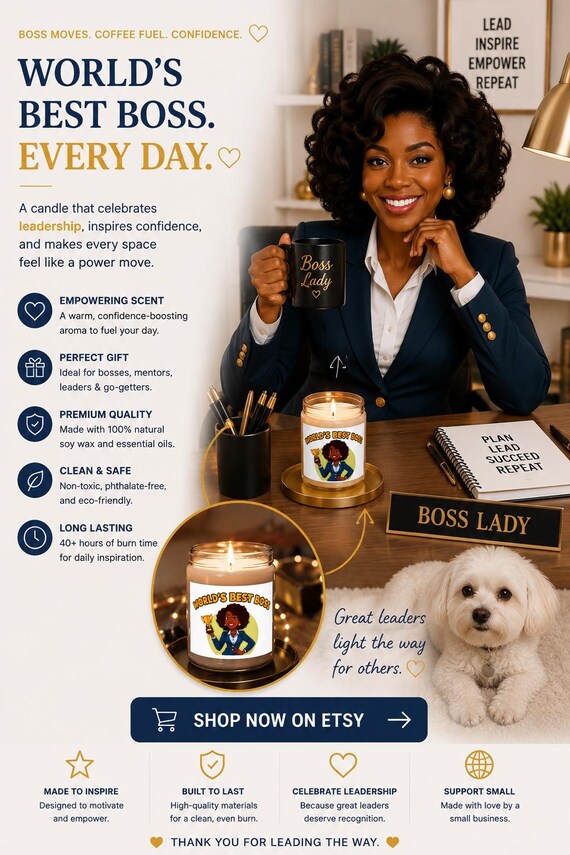 Best Boss Candle 9oz Soy Jar | Aromatherapy Scented Cotton Wick