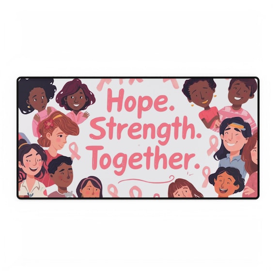 Hope Strength Together Desk Mat | Breast Cancer Awareness, Diverse Women Illustration| Unisex Awareness Gift
