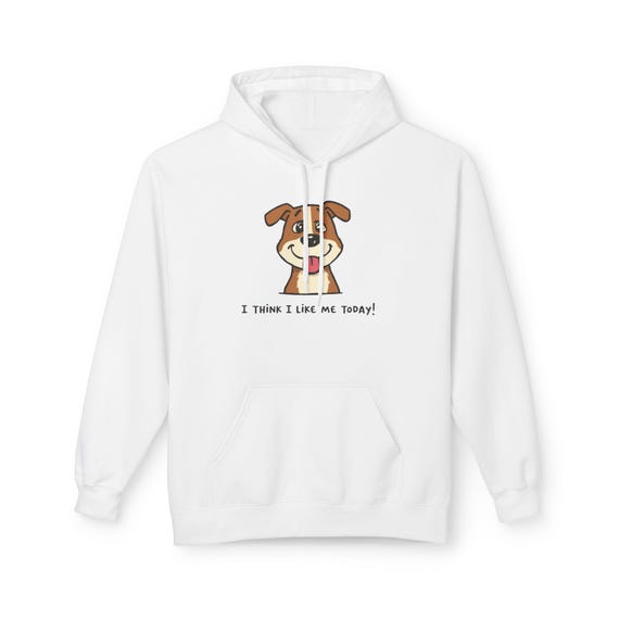 Cartoon Dog Fleece Hoodie: Unisex Puppy Illustration Gift