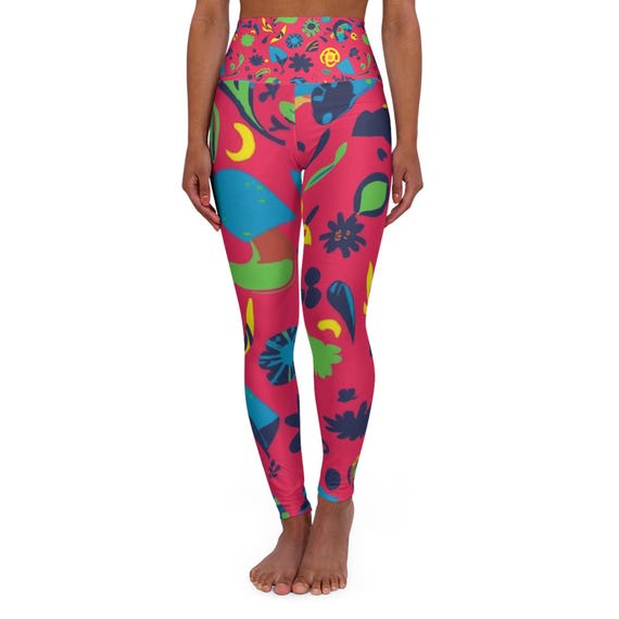 Vibrant Print High Waisted Leggings | Yoga Fitness Tights