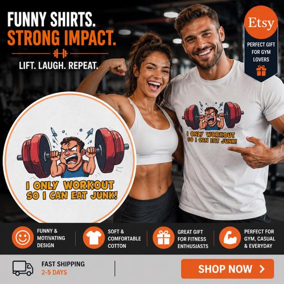 Fitness Tee, , workout shirt for men and women, weightlifting barbell cartoon