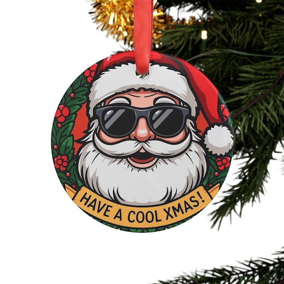 Funny Santa Acrylic Christmas Ornament with Ribbon| Christmas Gift