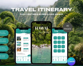 Hawaii Reiseplaner | Bearbeitbarer Canva Urlaubsplaner (Digitaler Download) |  Mädels Wochenende