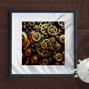 Steampunk Clockwork Gears 1004 Digital Download Wall Art 12x12
