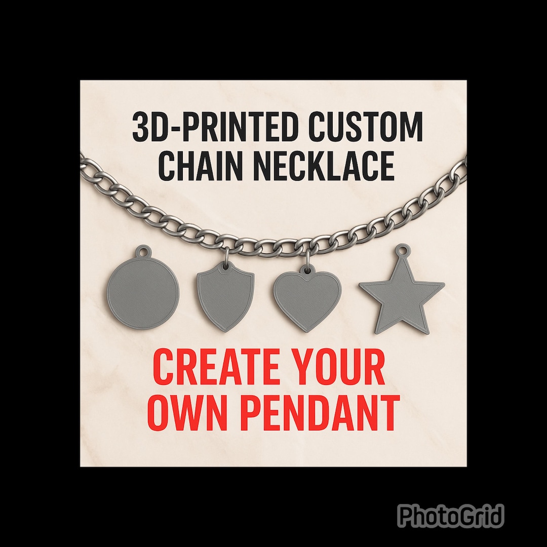Create Own Chain Custom Chain Necklace 3D Printed | Create Your Own Pendant | Made to ...