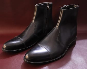 Botines Chelsea de cuero negro hechos a mano: Botines sin cordones para hombre