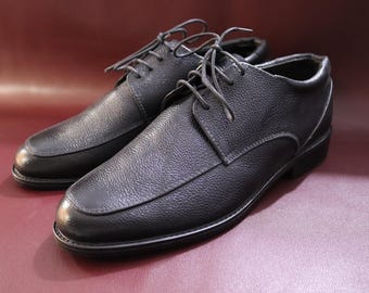 Handmade Black Leather Oxford Shoes: Men's Formal Dress Footwear