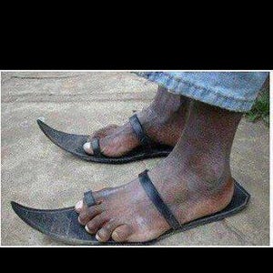 Handmade Curved African Viking Inspired Medieval Pointed Toe SandalsTribal Footwear Unique Artisan Slip On Sandals