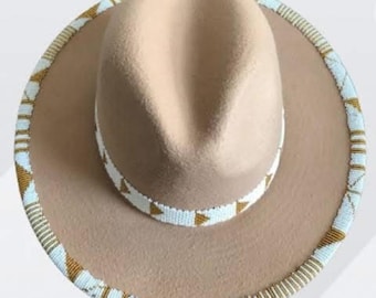 SPECIAL OFFER!!! Handmade Beaded Fedora Hat, Classy Cultural Style