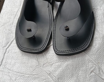 Handmade African leather Sandals – Eco-Friendly Akala Slippers personalized gift for him or her
