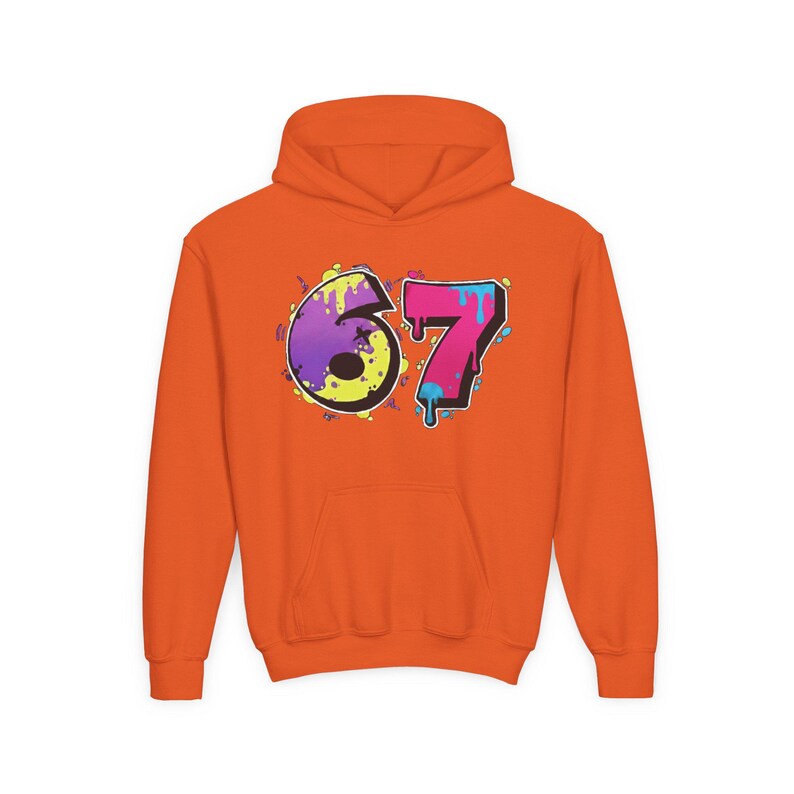 6 7 Hello Kitty Collage Youth Hoodie | Kids 6 7 Graffiti Style Font In Front And Hello Kitty Graphic Design On Back | Hello Kitty Six Seven image 14