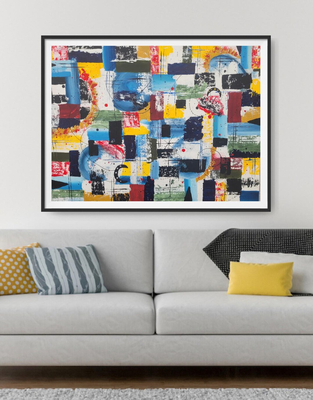 Vibrant Modern Studio Interior Design Abstract Print That is Colorful ...