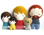 Handmade Personalized Family with Dog. Plush doll. Custom your own family. Customize.