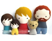 Handmade Personalized Family with Dog. Plush doll. Custom your own family. Customize.