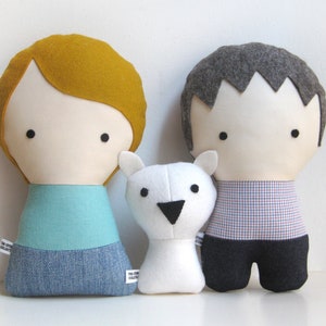 Couple with cat. Personalized Dolls. Handmade Plush Dolls. Custom your own family. image 2