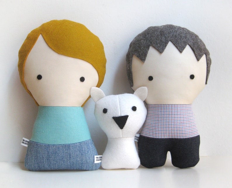 Couple with cat. Personalized Dolls. Handmade Plush Dolls. Custom your own family. image 2