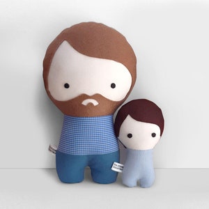 Daddy and baby personalized Plush Dolls. Custom your own family.