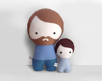 Daddy and baby personalized Plush Dolls. Custom your own family.