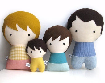 Handmade Personalized Family with child and baby. Plush doll. Custom your own family.