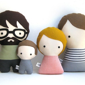 Handmade Personalized Family with child and baby. Plush doll. Custom your own family.