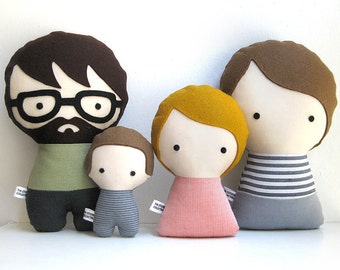 Handmade Personalized Family with child and baby. Plush doll. Custom your own family.