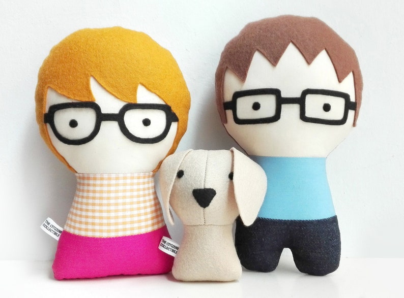 Couple with cat. Personalized Dolls. Handmade Plush Dolls. Custom your own family. image 3