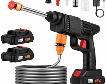 48V Cordless Portable Pressure Washer: High Power Water Jet Cleaner for Cars, Patios, Gardens
