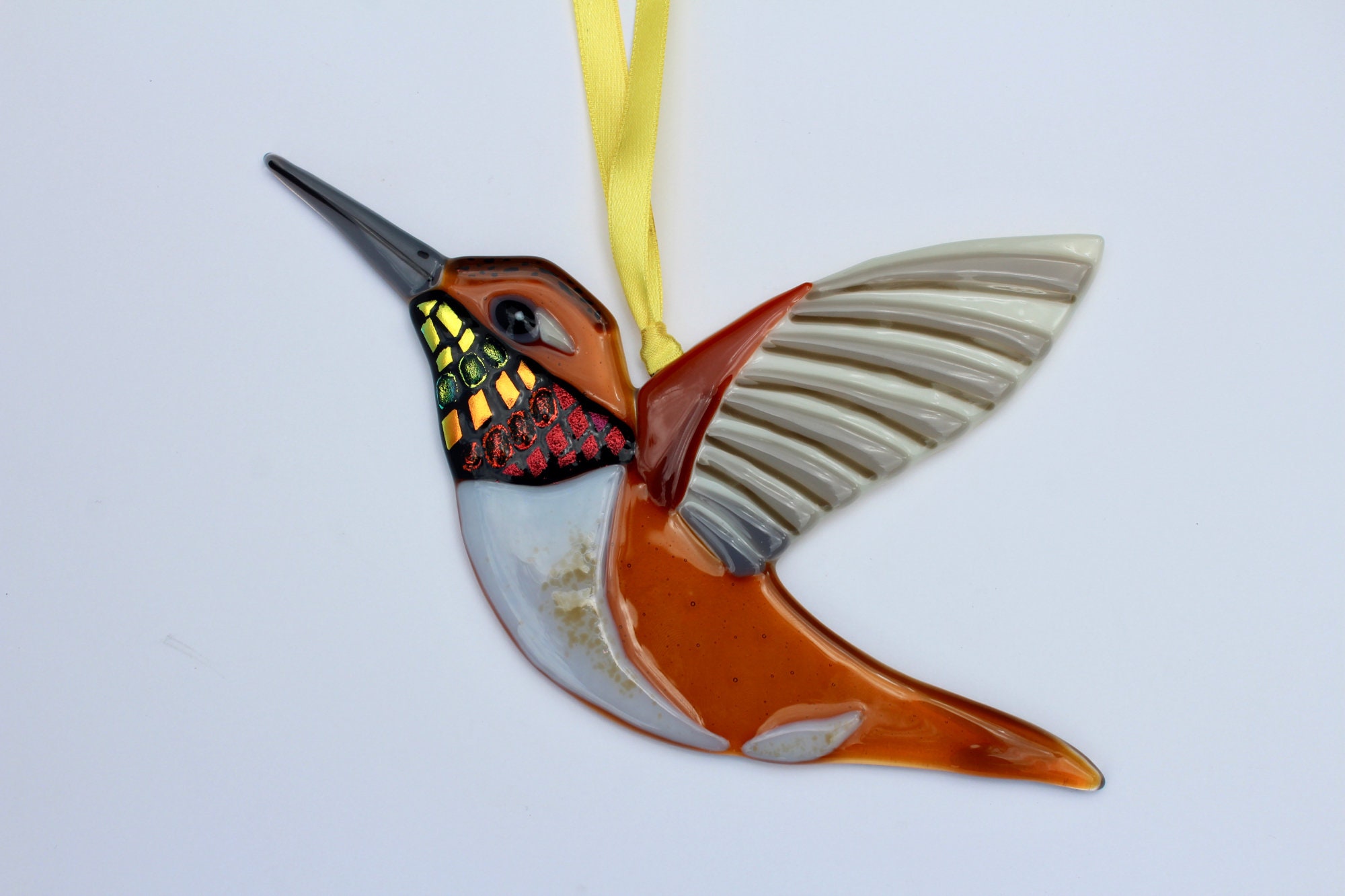 Hummingbird Rufous Fused Glass Art Decoration Gift Ornament Etsy UK