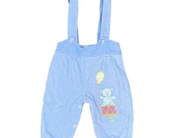 Vintage jaren 90, jaren 90 babyblauw jongens kleur kinder teddybeer overall, maat 6m