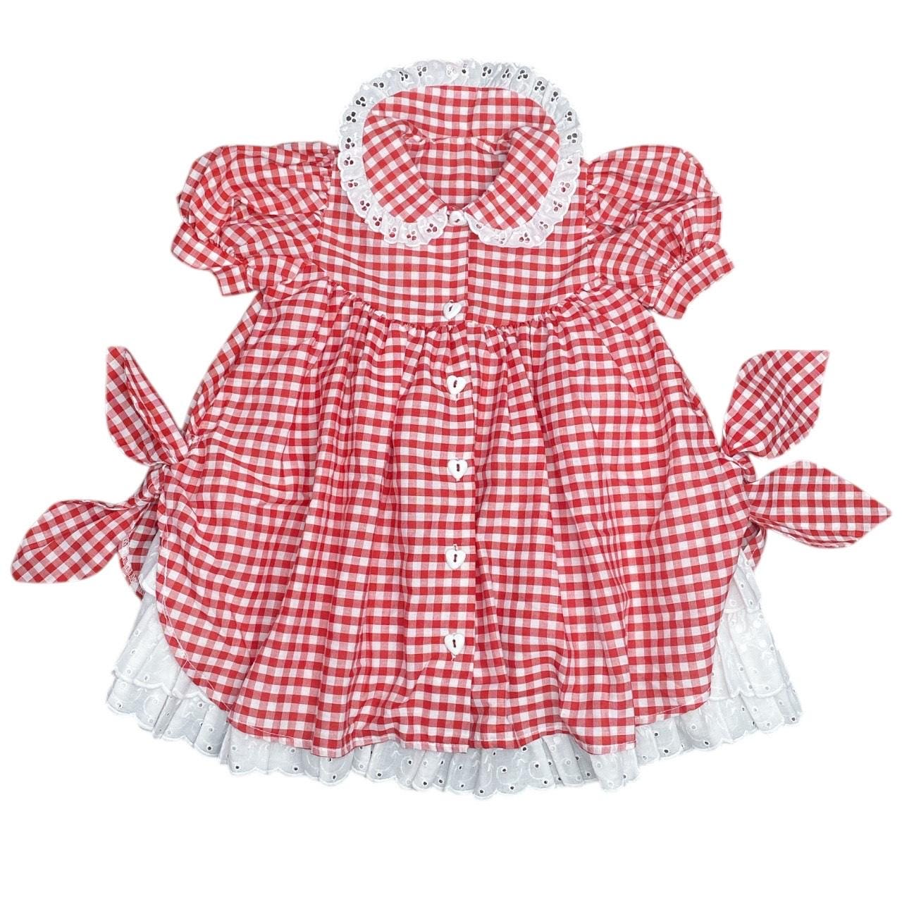open lace back dress Girls' Red Gingham Dress