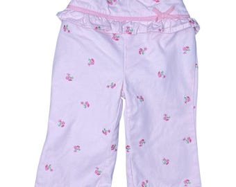 Vaqueros vintage de los años 90 con estampado floral rosa descolorido, estilo cottagecore, para bebé, talla 6-9 meses