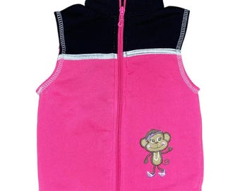 Vintage 90er 00er Mädchen Fleece Affe Zip Up Weste Sz 24mo