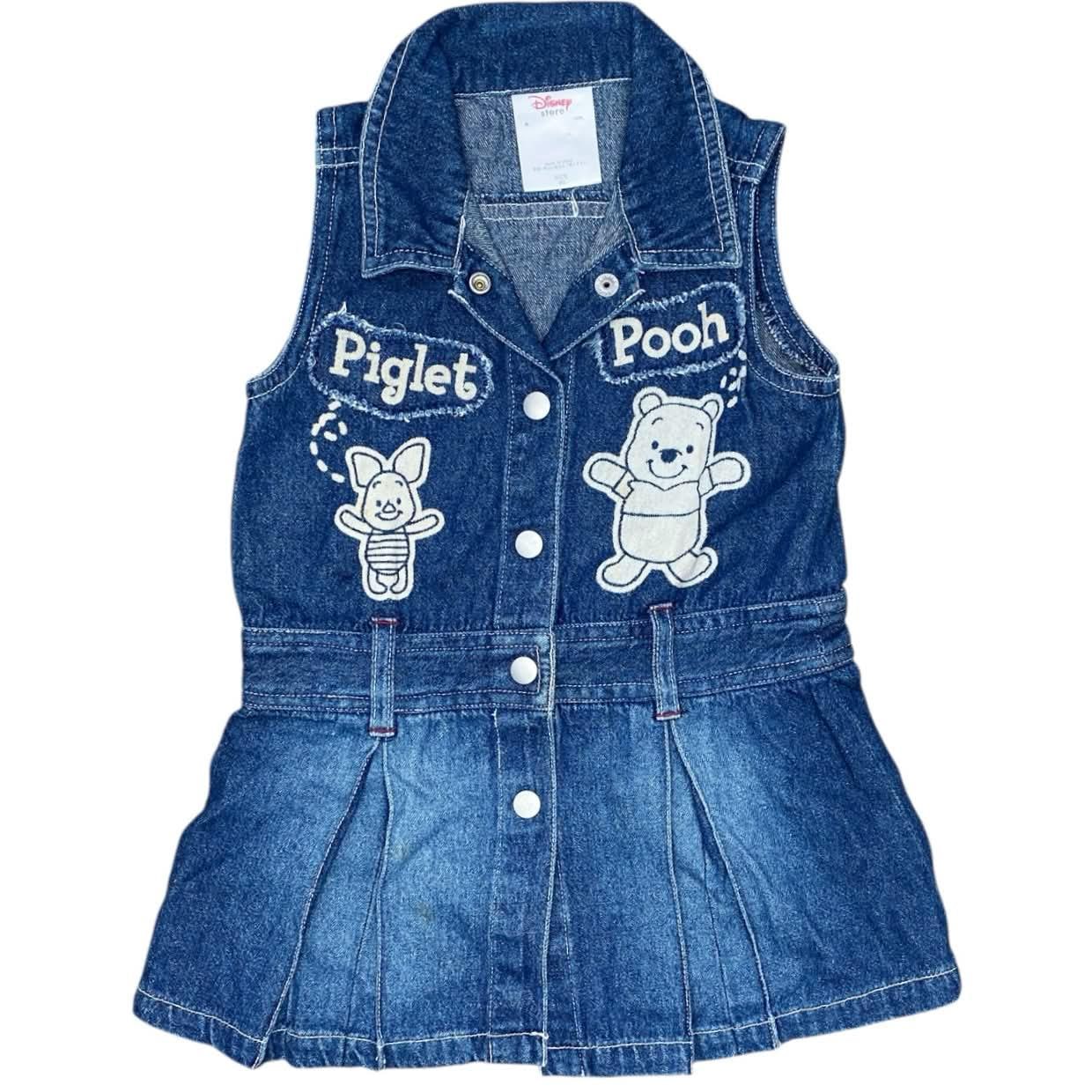 winnie the pooh denim dress Vintage Winnie the Pooh Embroidered Denim Dress 5-6 Years – The Love Bubble  Collective main image 0