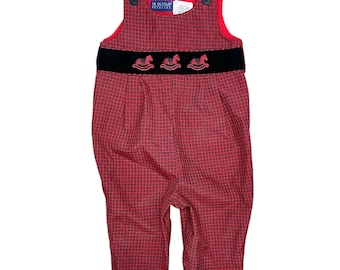 Vintage 1990s 90s Christmas Holiday Rocking Chair Baby Boy Romper Longall - Sz 3-6mo