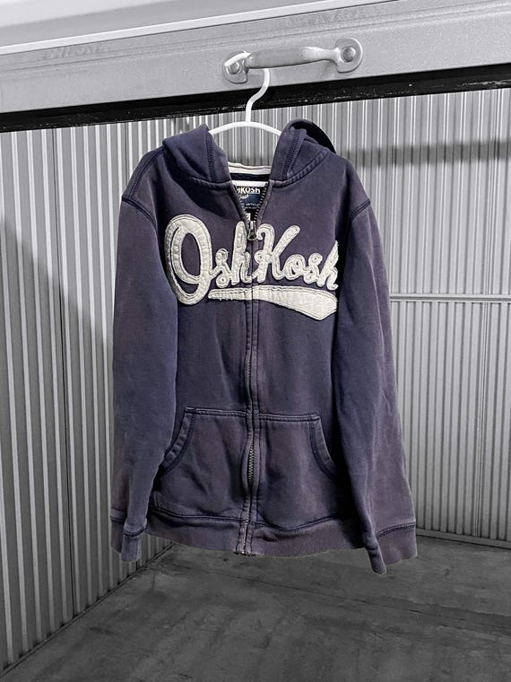 Vintage 00s Y2K Boys Grunge Faded Oshkosh Hoodie Sz 10