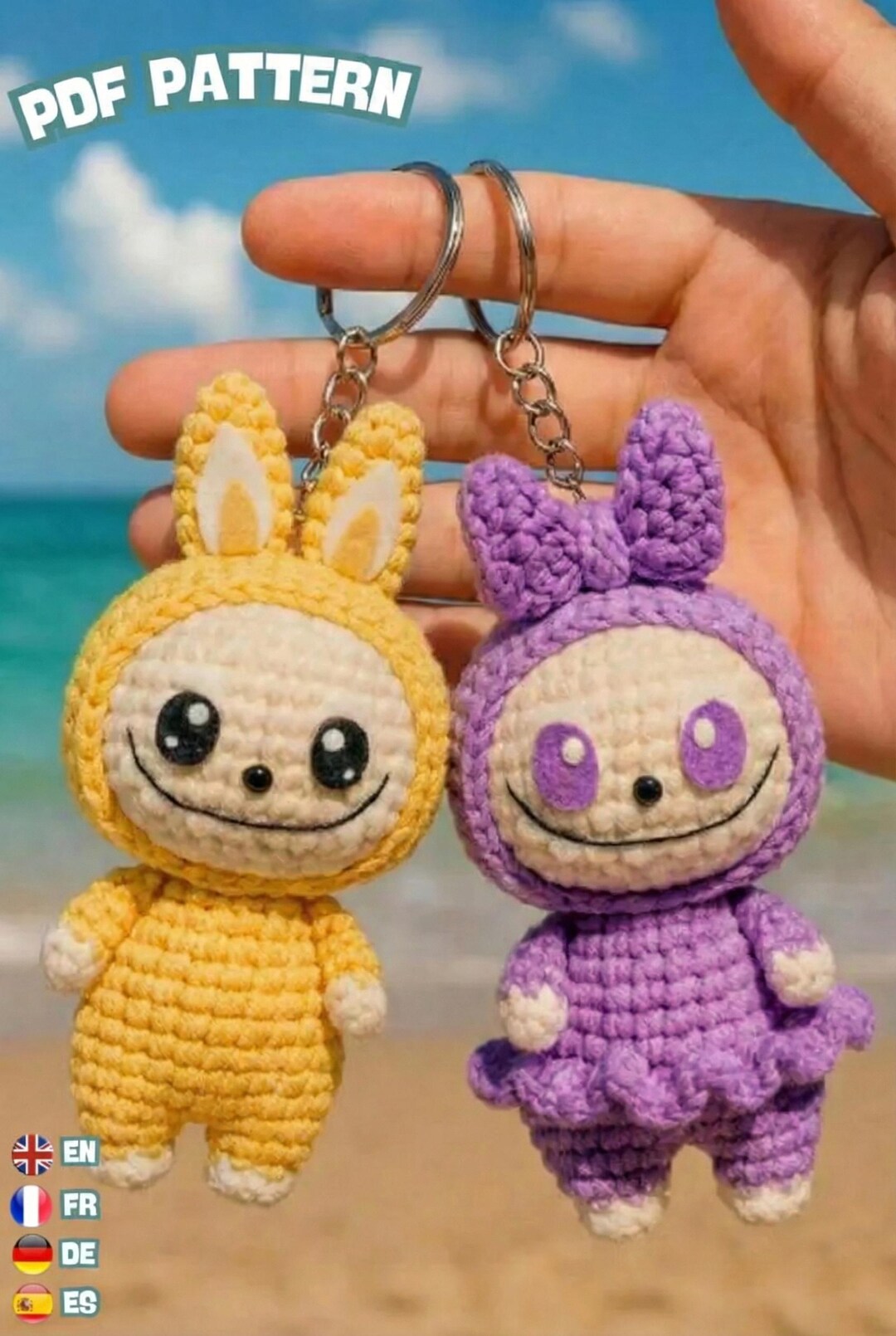 Amigurumi Smiling Bunny Key Ring Crochet Pattern - Handmade Monster ...