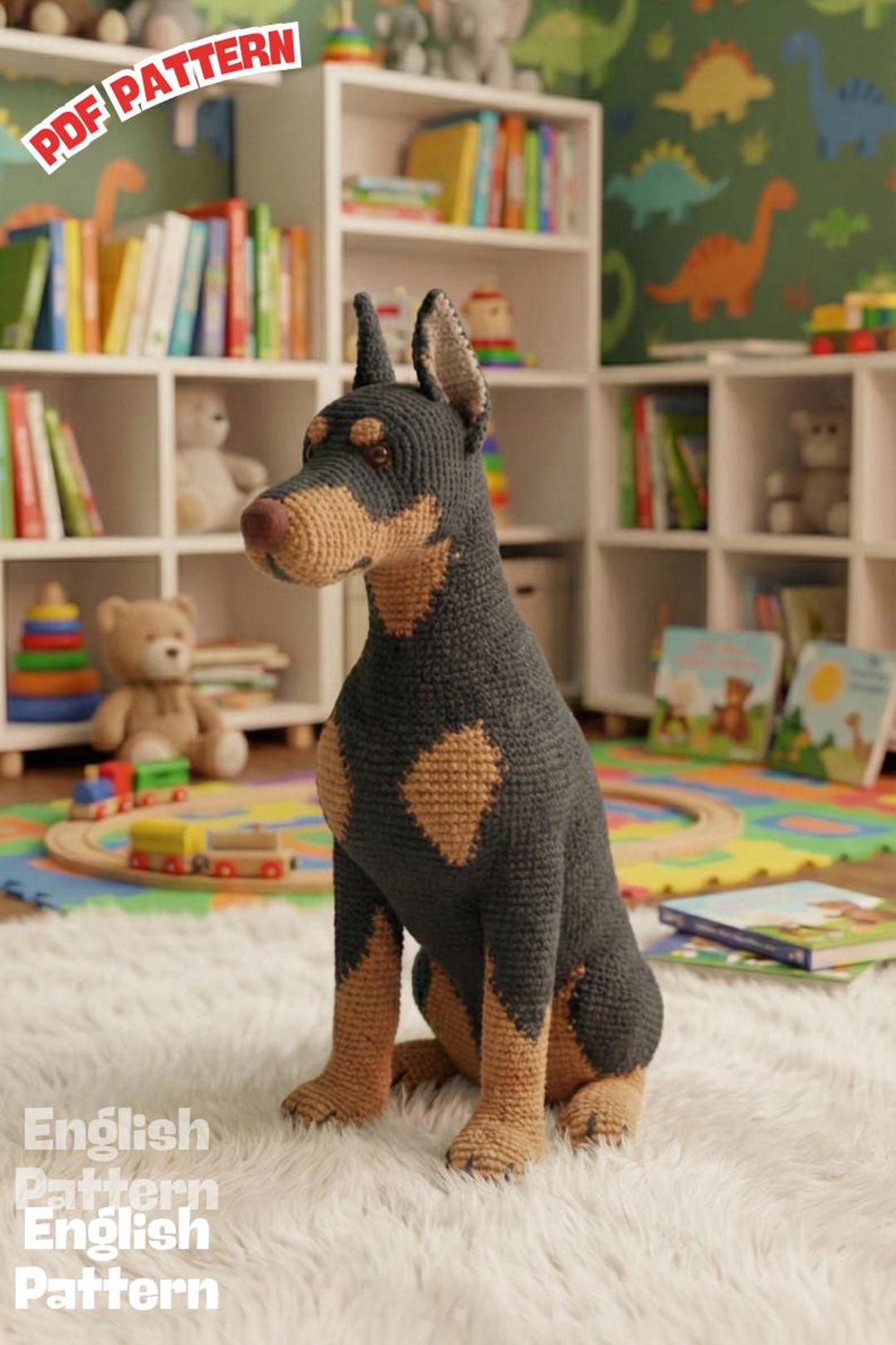 Doberman Crochet Pattern, Amigurumi Plush Pattern Bundle Dog Instant ...
