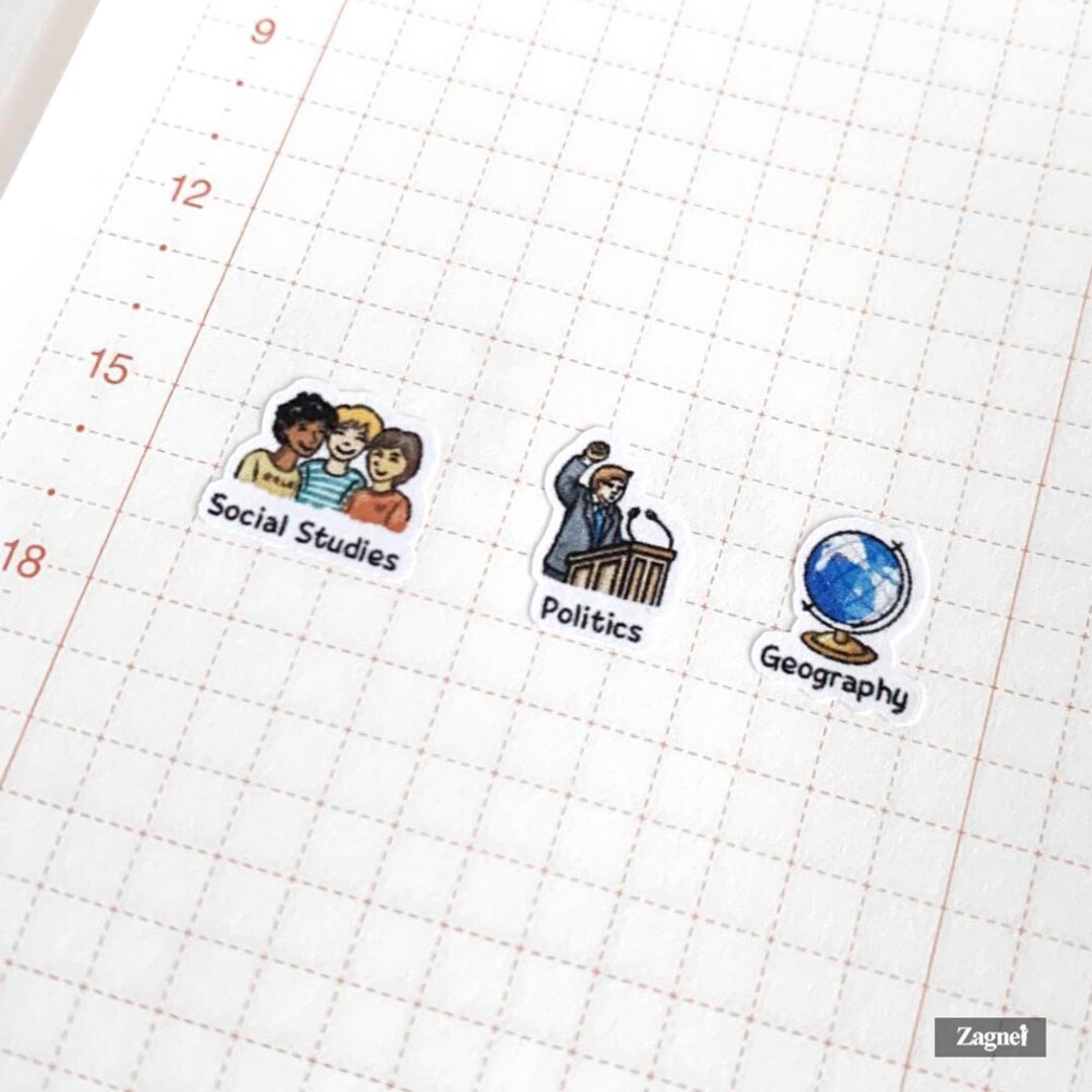 Mini Study Planner Stickers for Students | Hand Drawn School Subject ...