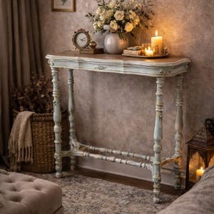 Antique Style Console Table | Hand-Painted French Provincial Table | Shabby Chic  | Vintage Farmhouse Entry Table | Mother's Day Gift