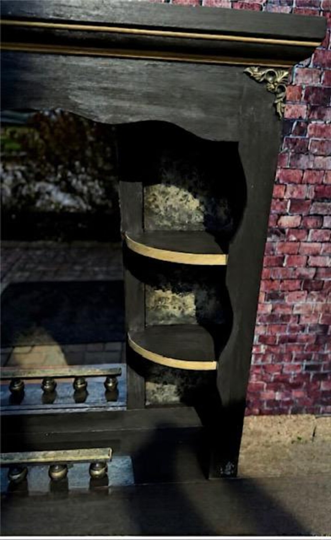 Glamorous Black And Gold Mantel Decor Reference: Antique Style Black And Gold Mantel Mirror With Built In