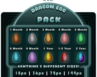 Drachenei Twitch Sub Badges | 10 Metallic Eier | Kick, YouTube Abonnenten-Abzeichen