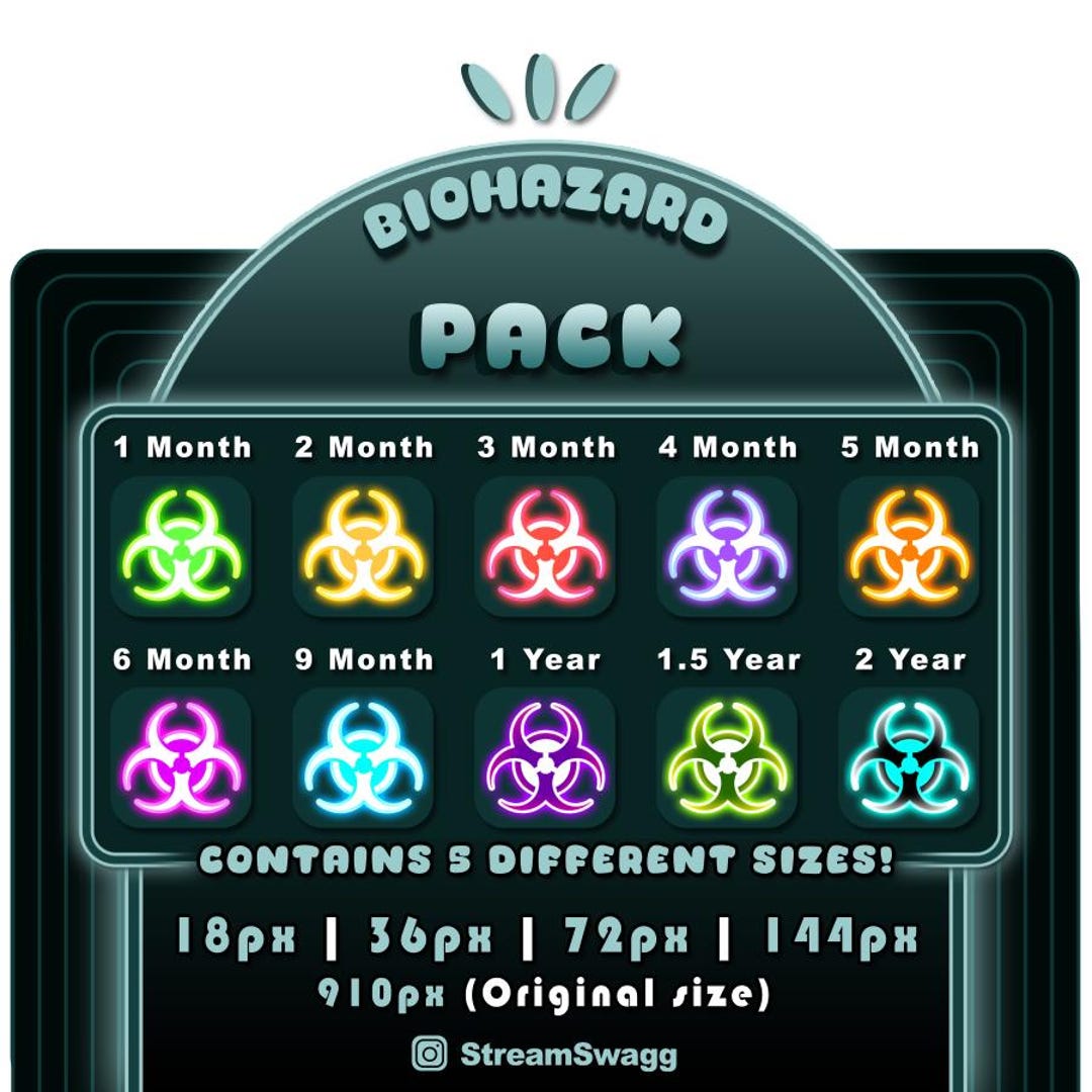 Biohazard Badge Pack - Twitch, Youtube, Discord, Kick - Emote (digital ...