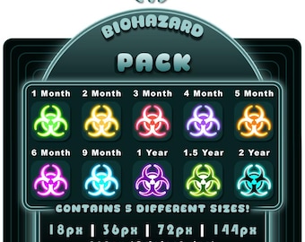 Biohazard Badge Pack - Twitch, Youtube, Discord, Kick - Emote (Digitaler Download)