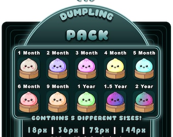 Glitter Dumpling Sub Badges - Twitch, YouTube, Discord, Kick (Digital Download) Stickers