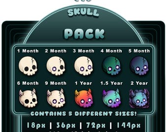 Twitch Sub Badges Skull Pack - 10 Skull Bit Badges, Dark Emotes, Discord Badges, Stickers (Digitaler Download)