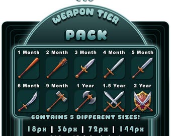 Waffe Tier Sub Badges – Twitch, YouTube, Discord, Kick (Digitaler Download)